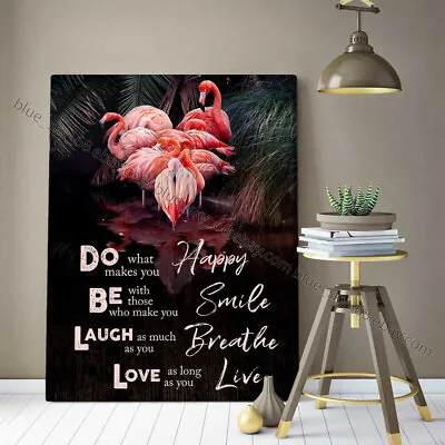 $19.32 • Buy Flamingo Poster Happy Smile Breathe Live Wall Art Decor