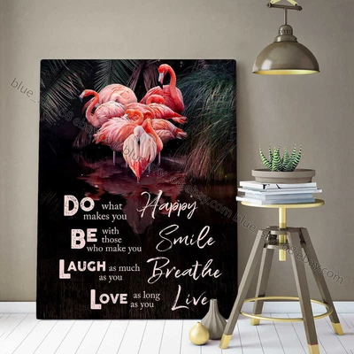 $19.32 • Buy Flamingo Poster Happy Smile Breathe Live Wall Art Decor