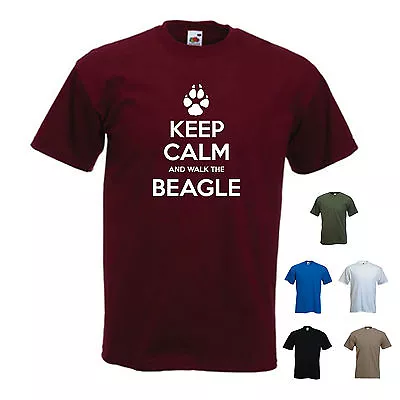 'Keep Calm And Walk The Beagle' Mens Funny Pet Dog Gift T-shirt. S-XXL • £11.69