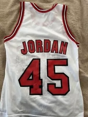 Michael Jordan White Chicago Bulls #45 Champion Brand Size 36 Jersey  • $60