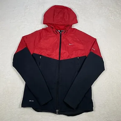 £18.99 • Buy Nike Running Dri-Fit Full Zip Hoodie Jacket Mens Large Red Black Track Top