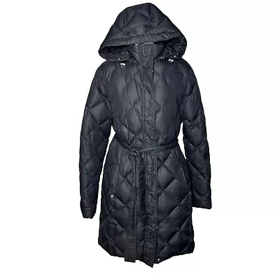 Eddie Bauer Women Black L T Premium Quality Goose Down Long Puffer Winter Coat • $94.99