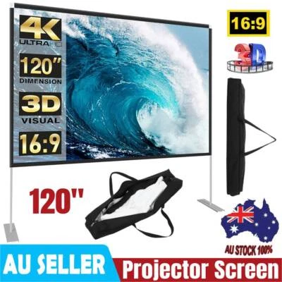 $77.88 • Buy 120in Projector Screen With Stand Outdoor Indoor Movie Projection Cinema 16:9