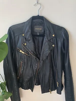 Mango Leather Biker Jacket Size M • $40