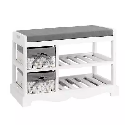 $71.55 • Buy Artiss Shoe Cabinet Bench Shoes Storage Rack Organiser Wooden White Cupboard New