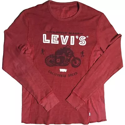 Levis Mens Small Red Poudly Made Motorcycles Long Sleeve Thermal • $11.98