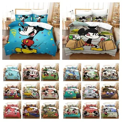 Mickey Mouse Bedding Set Cartoon Poster Duvet Cover Set For Kids Gift • £8.39