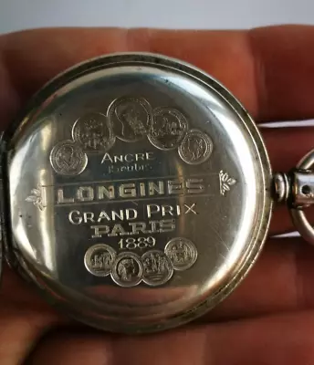 Longines Grand Prix Paris 1889 Pocket Watch EFCO SILVER 800 Swiss 49mm  • £239