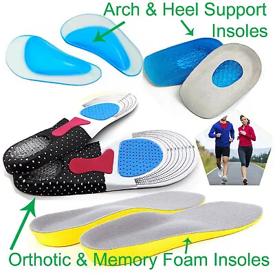 £4.65 • Buy Memory Foam Unisex Orthopaedic Shoe Insoles Pads Arch Support Comfort Heel Gel