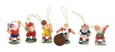 Set Of 6 Kurt Adler Miniature Santa Playing Sports Christmas Ornaments 1.25  • $6