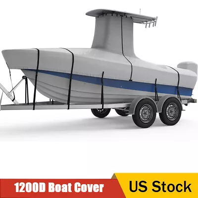 1200D Waterproof T-Top Boat Cover 22'-24' Heavy Duty Center Console Boat Cover • $169.40