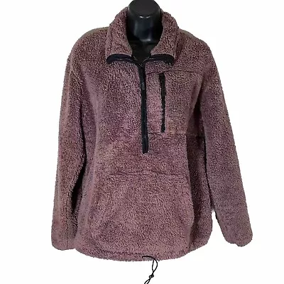 VS Victoria's Secret PINK Womens Mauve Purple Sherpa Half Zip Jacket - Size M • $13.99