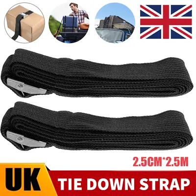 2PCS Ratchet Tie Down Straps Car Roof Rack Belts Buckle Securing Luggage Trailer • £4.99