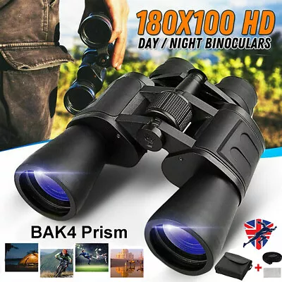 180x100 HD Military Zoom High Power Binoculars Day/Night Optics Hunting + Case • £20