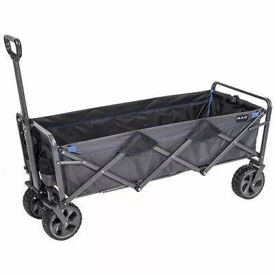 Steel Frame Extended Folding Wagon Collapsible Utility Cart With Brakes Garden • $127.71