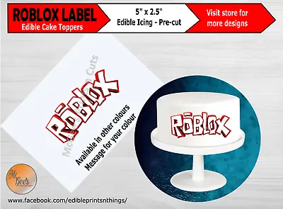 Roblox 5  Label Pre Cut Printed Edible Cake Topper Decoration Birthday Party • £3.95