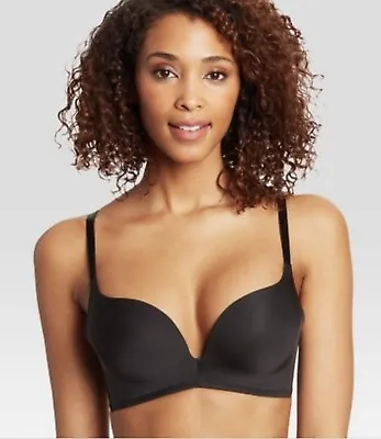 Maidenform Black Wireless Plunge Push-Up Bra UK 34B • £19.99