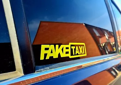 2 X FAKE TAXI Yellow Car Sticker Vinyl Decal Funny Bumper Window Jdm Vdub  • $2.48