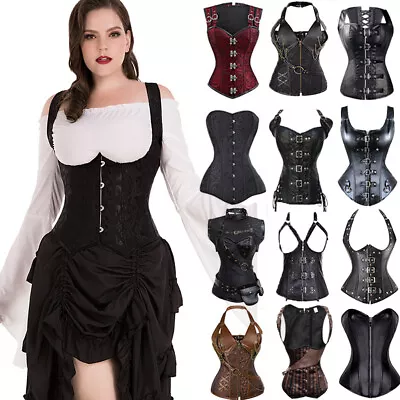 Lace Up Steampunk Underbust Overbust Gothic Waist Training Corset Bustier S-6XL • $19.79