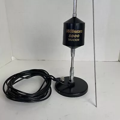 Wilson 5000 Trucker CB 63 Radio Antenna W  Magnetic Mount & Cable For Parts • $59.95