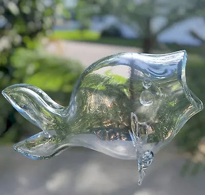 Vintage MCM Blenko Clear Glass Fish Vase Bowl • $104