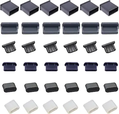 36 PCS 6 Types USB Anti Dust Cover Plugs Silicone Soft Micro USB Cap Port Prote • $15.28