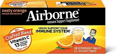 Airborne 1000mg Vitamin C With Zinc Effervescent Tablets Immune 36 Ct EXP 1/25 • $19.88