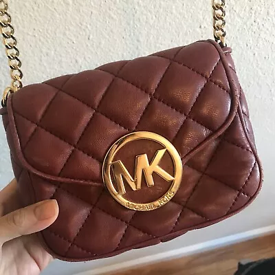 MICHAEL KORS - Fulton Small Crossbody Bag Maroon Burgundy Pebble Leather • $85