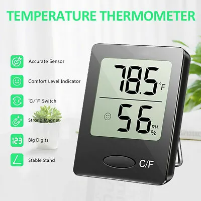 $8.99 • Buy Thermometer Digital Room Indoor Hygrometer Temperature Humidity Meter Clock USA