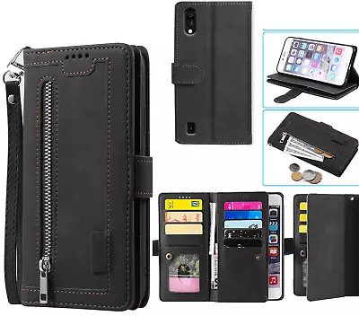 Zte Blade A5 2020 All In One Suede Wallet Case Front Zip Lanyard • $13.50