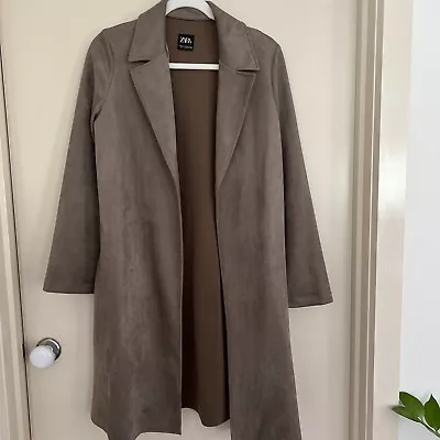 ZARA Brown Soft Trench Coat Overcoat XS • $50