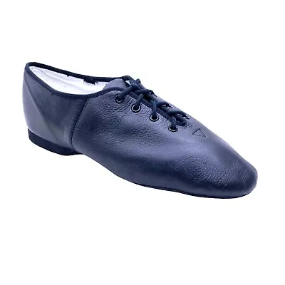 New Mens Jazz Flex Black Leather Shoes Size 7 Suede Sole Dance Lace Up Bloch • $35.50