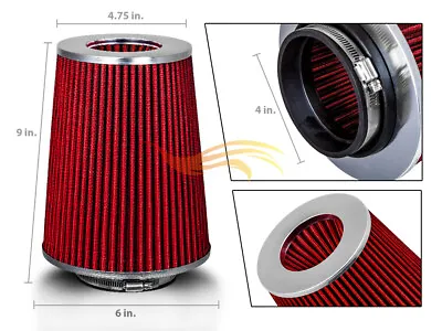 RED 4 Inches 4  Inlet 102mm Cold Air Intake Cone TRUCK FILTER For Hyundai • $23.99