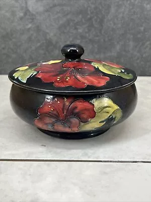 U6 Beautiful Vintage Moorcroft Floral Red And Yellow Lidded Bowl England • $39.99