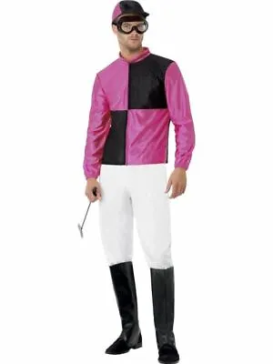 Mens Jockey Costume Horse Rider Stag Do Fancy Dress Boot Covers Hat & Goggles • £28.85
