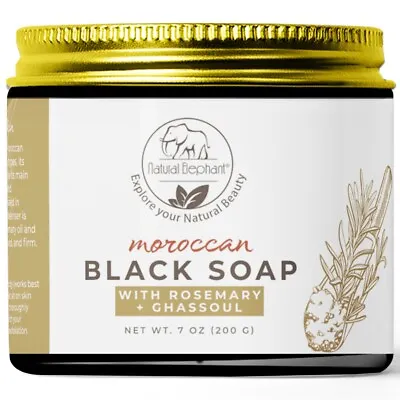 Natural Elephant Moroccan Black Soap With Rosemary And Ghassoul 200g (7oz) • $14.24