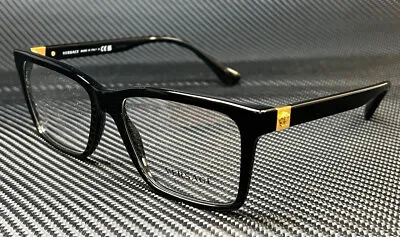 VERSACE VE3328F GB1 Black Gold Men's 56 Mm Eyeglasses • $225.34