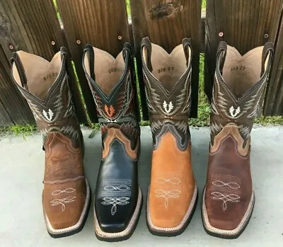 Men's Rodeo Cowboy Boots Genuine Leather Western Square Toe Botas De Mexico • $129.98