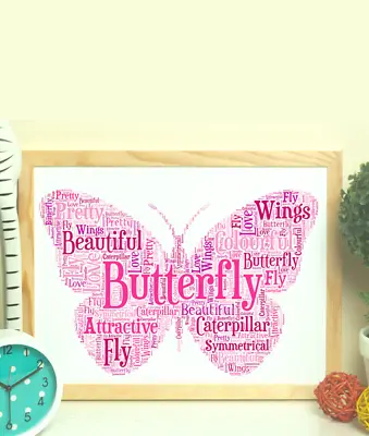 Personalised Butterfly Word Art Print - Personalised Mother's Day Gift For Her • £24.95