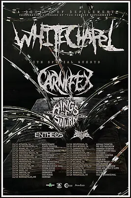 WHITECHAPEL | CARNIFEX | RINGS OF SATURN Tour Ltd Ed New RARE Poster! Deathcore • $50.57