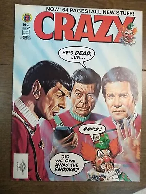 Crazy Marvel Magazine No.92 Dec 1982 Star Trek II Wrath Of Conned Parody Humor  • $10