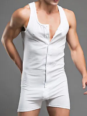 US Men Athletic One Piece Bodysuit Wrestling Singlets Leotard Underwear Jumpsuit • $18.13