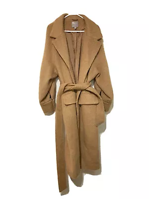 $100 • Buy ASOS Brushed Wrap Around Tan Coat In UK Size 12
