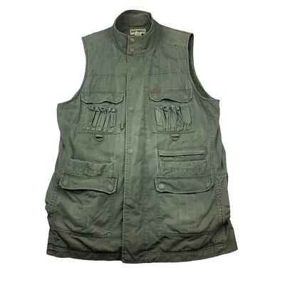 Gander Mtn Men's Safari Hunting Fishing Full Zip Vest Military Green • Large • $23.21