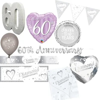 £3.90 • Buy 60th Diamond Wedding Anniversary Party Supplies Tableware Decorations & Balloons