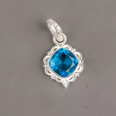Natural SWISS BLUE TOPAZ 925 Sterling Silver Jewelry Pendant For Gift 1.5  • $39.96