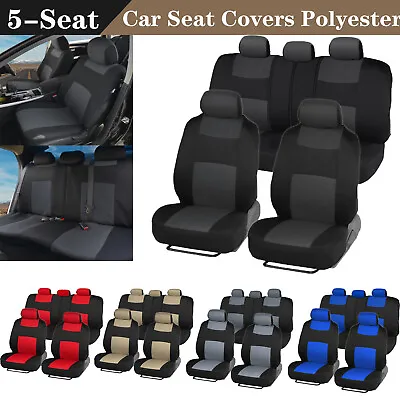 Full Set Car Seat Cover 5-Seats Front Rear Protector Polyester Cushion Universal • $24.99