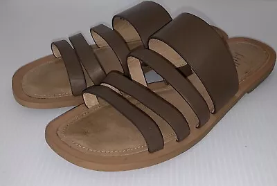 Brown J JILL Strappy Leather Slip On Slide Sandals ~ Size 6.6 M • $19.99