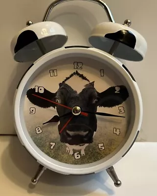 Moo-ing Alarm Clock With Big Cow Face Twin Bells Black & White Spots • $15.99