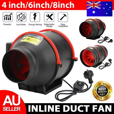 4  6  8  Silent Inline Fan Extractor Duct Hydroponic Exhaust Industrial Vent • $62.95